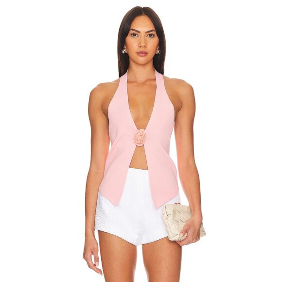 MORE TO COME Dixie Halter Top in Light Pink New Womens Sleeveless Knit - Picture 1 of 12